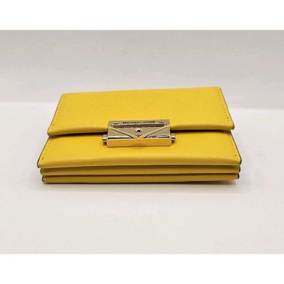 Michael Kors Yellow Leather Clip Front Small Wallet - Picture 3 of 11